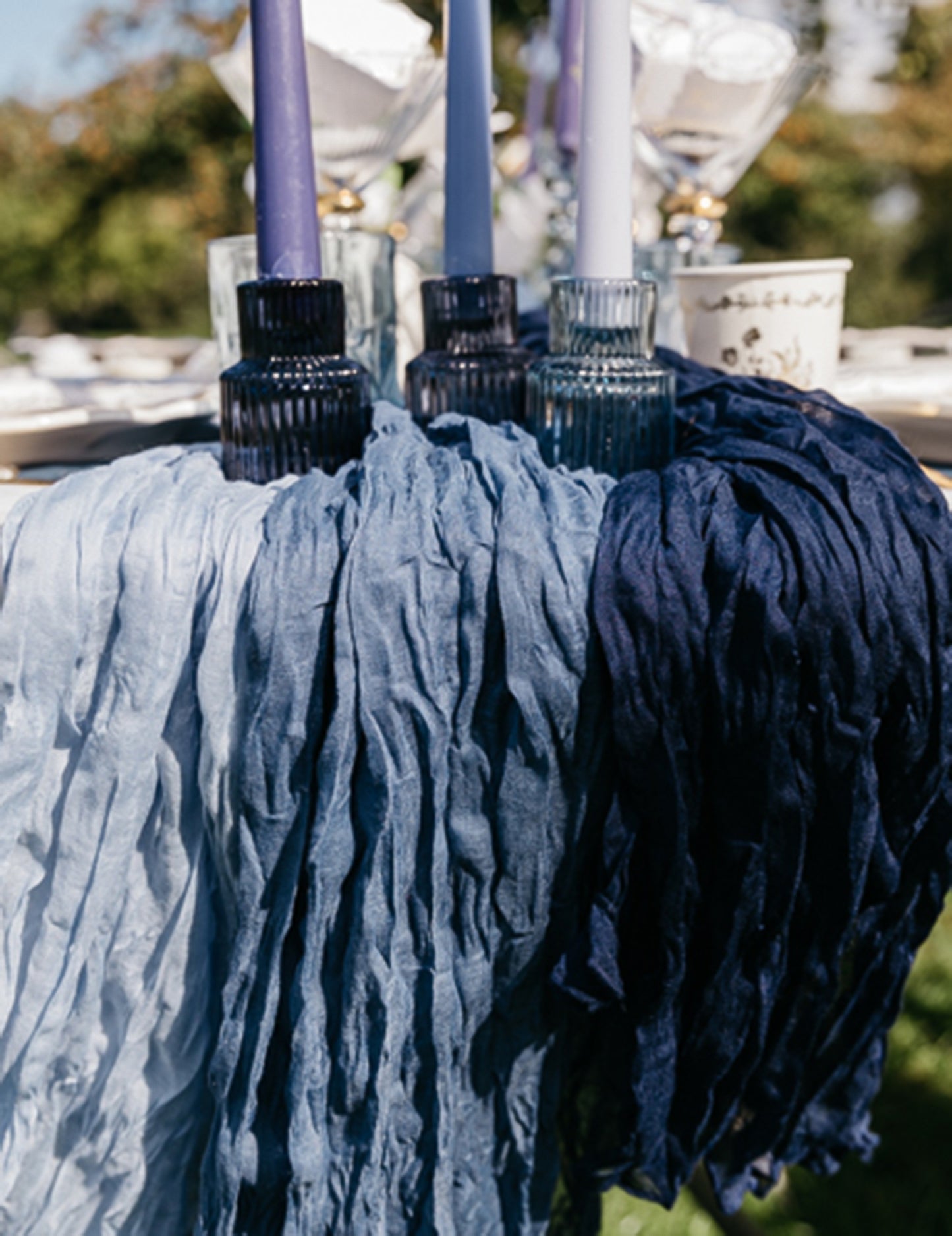 Námořnický běhoun na stůl 90 cm x 3 m v bavlněné gáze