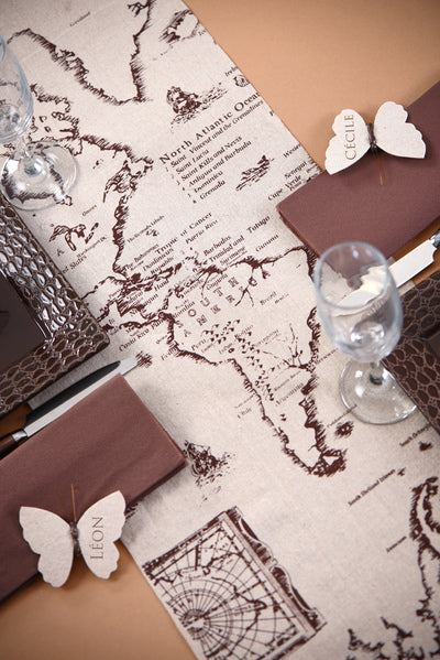 Bavlněný ubrus na stůl s cestovní mapou 28 cm x 3 m