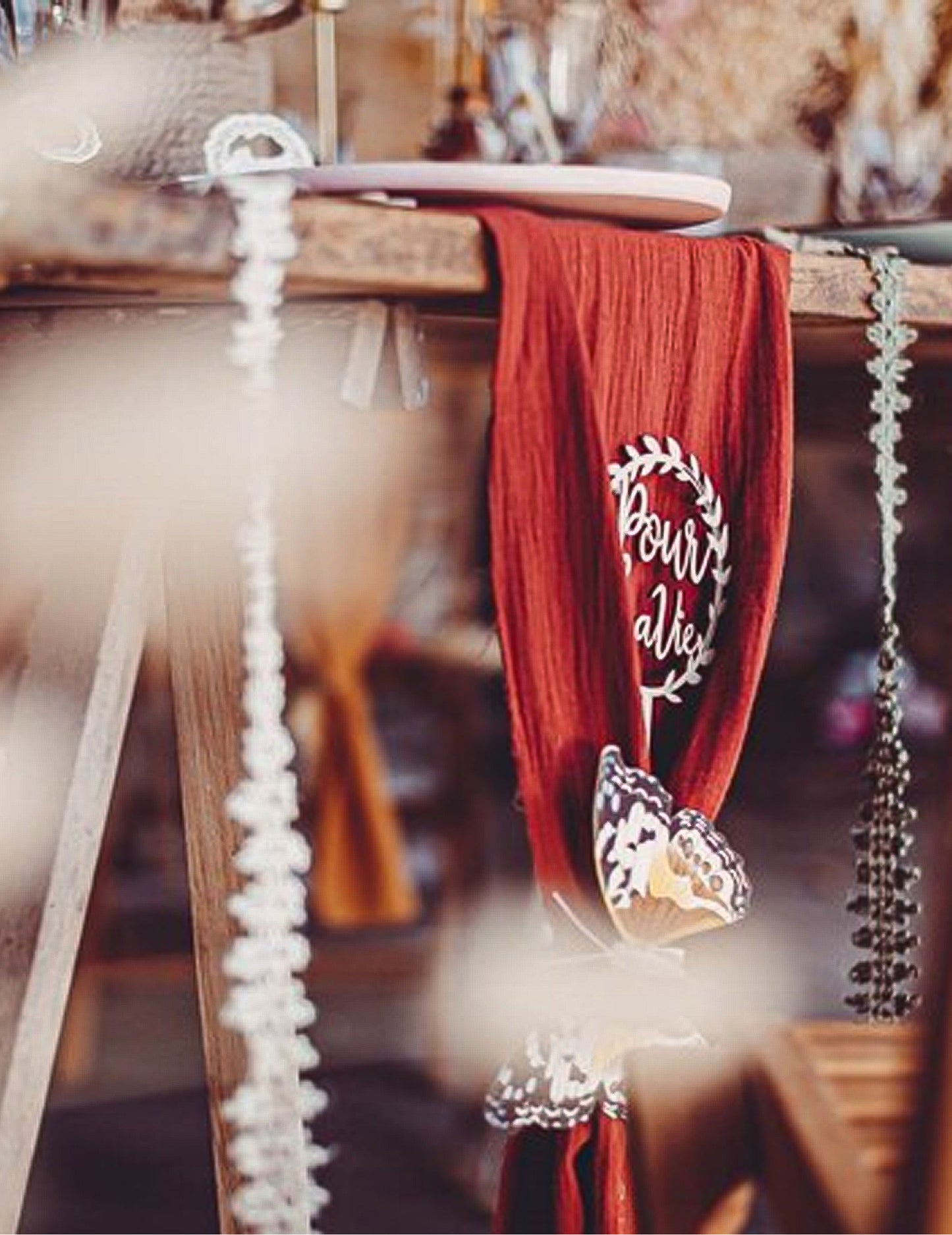 Vínový terakotový bavlněný gázový běhoun 30 cm x 3 m