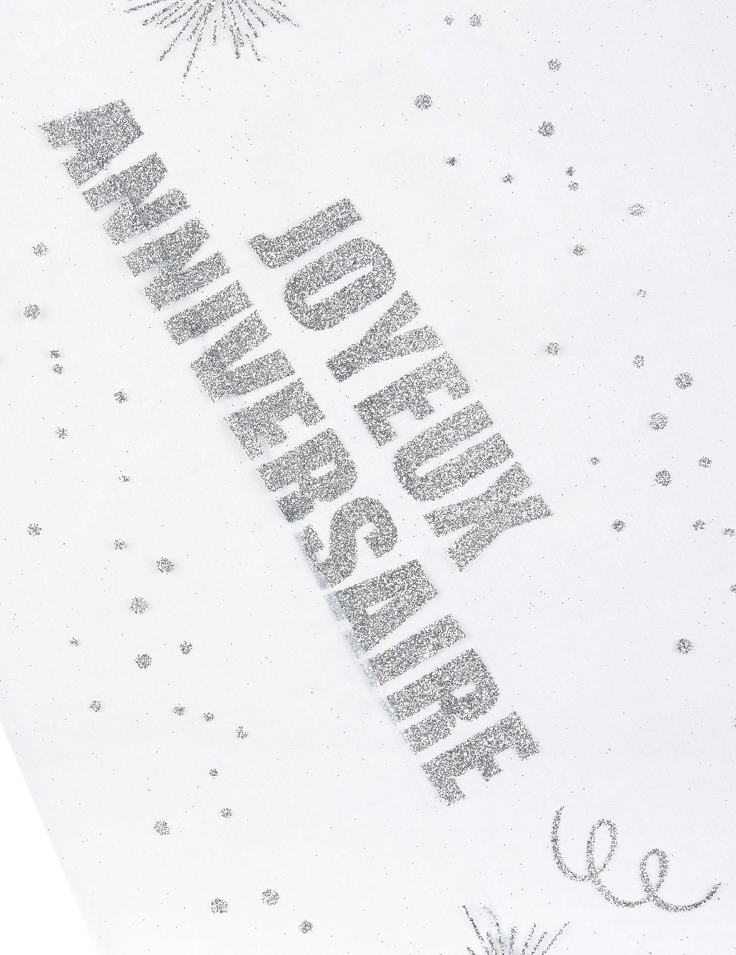 Organzový běhoun k narozeninám stříbrný třpyt 29 cm x 5m