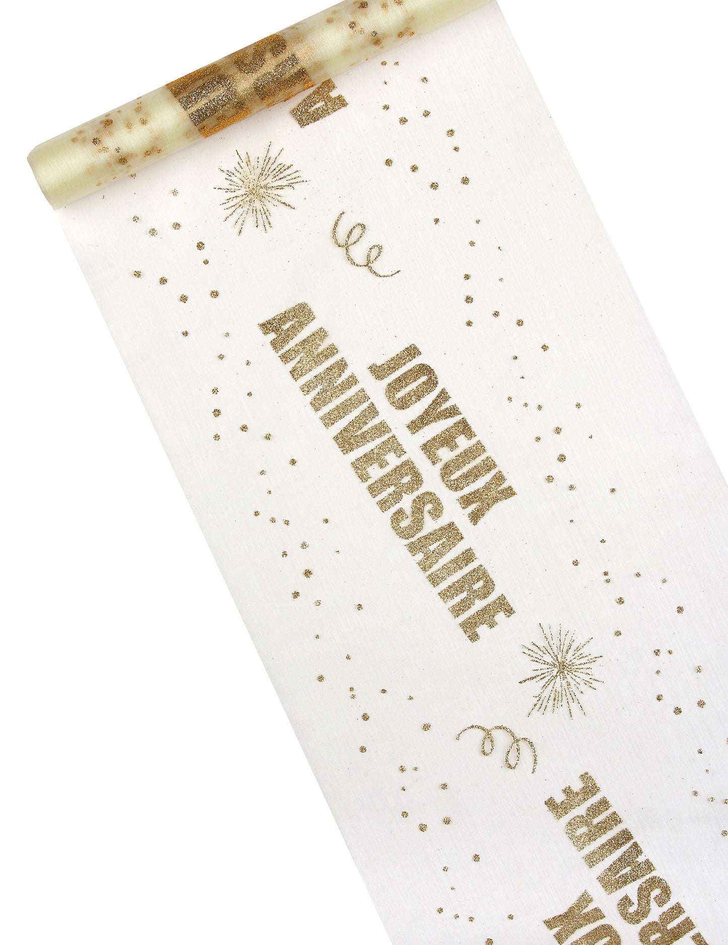 Zlatý organzový ubruslík k narozeninám 29 cm x 5 m