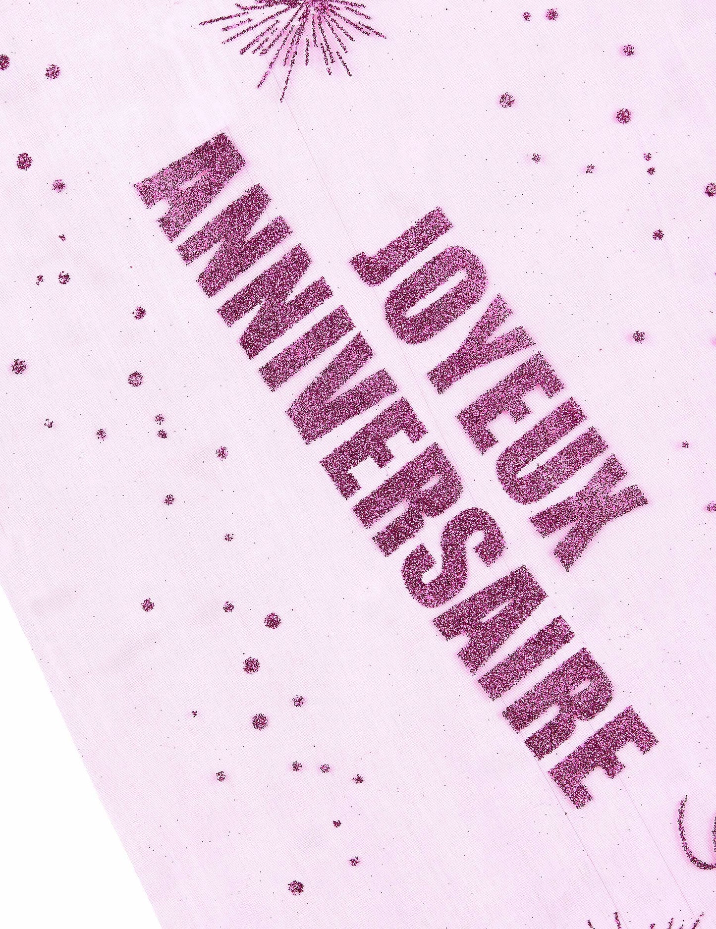 Organzový běhoun na stůl všechno nejlepší k narozeninám fuchsiový třpyt 29 cm x 5m