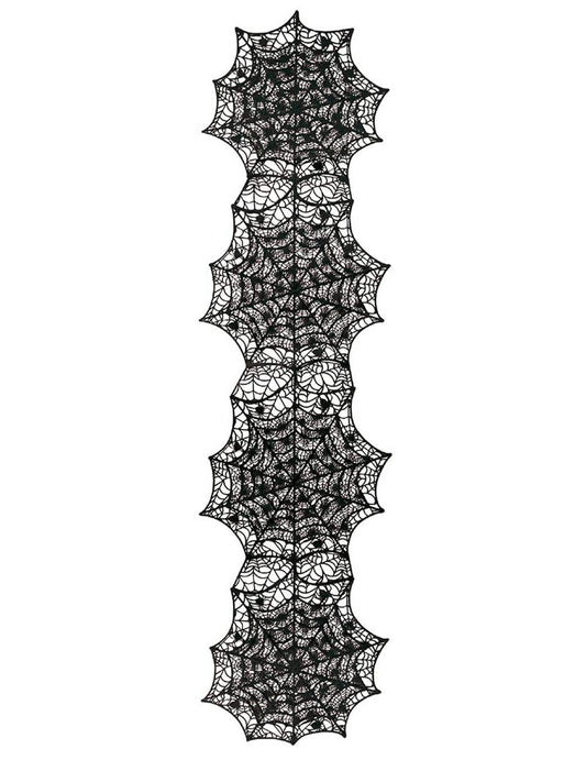 Vue d'ensemble du chemin de table toile d'araignée pour Halloween