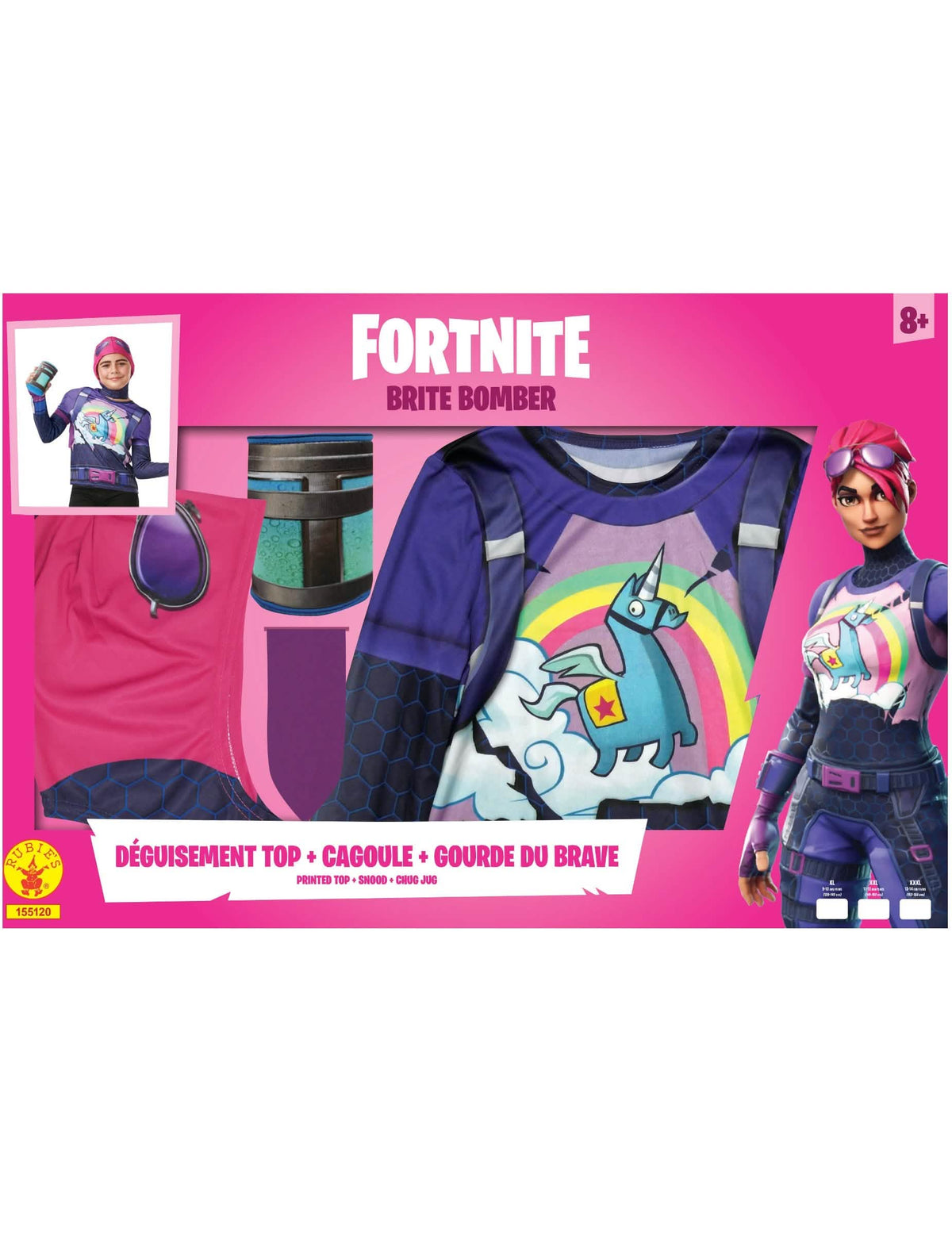 Pohled na balení kostýmu Brite Bomber Fortnite pro dospívající dívku