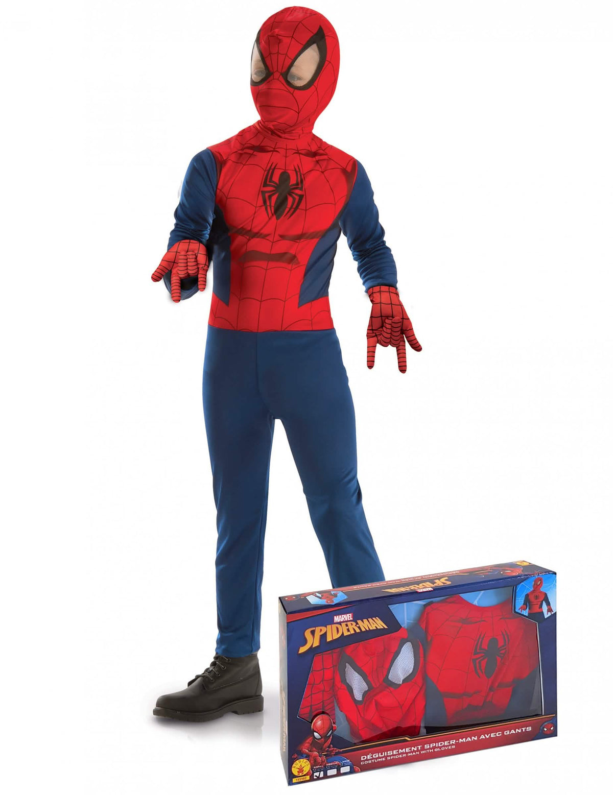 Klasická sada Spiderman pro chlapec červená a modrá s rukavice