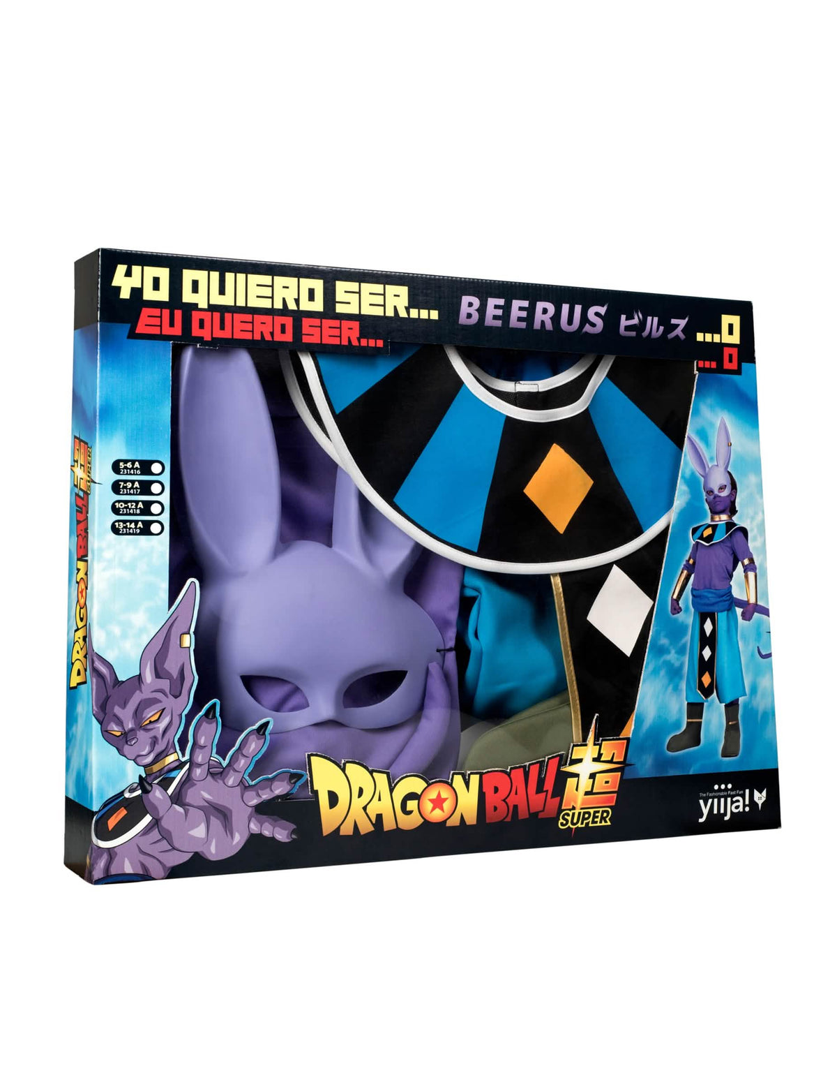 Sada na kostým s maskou Beerus Dragon Ball