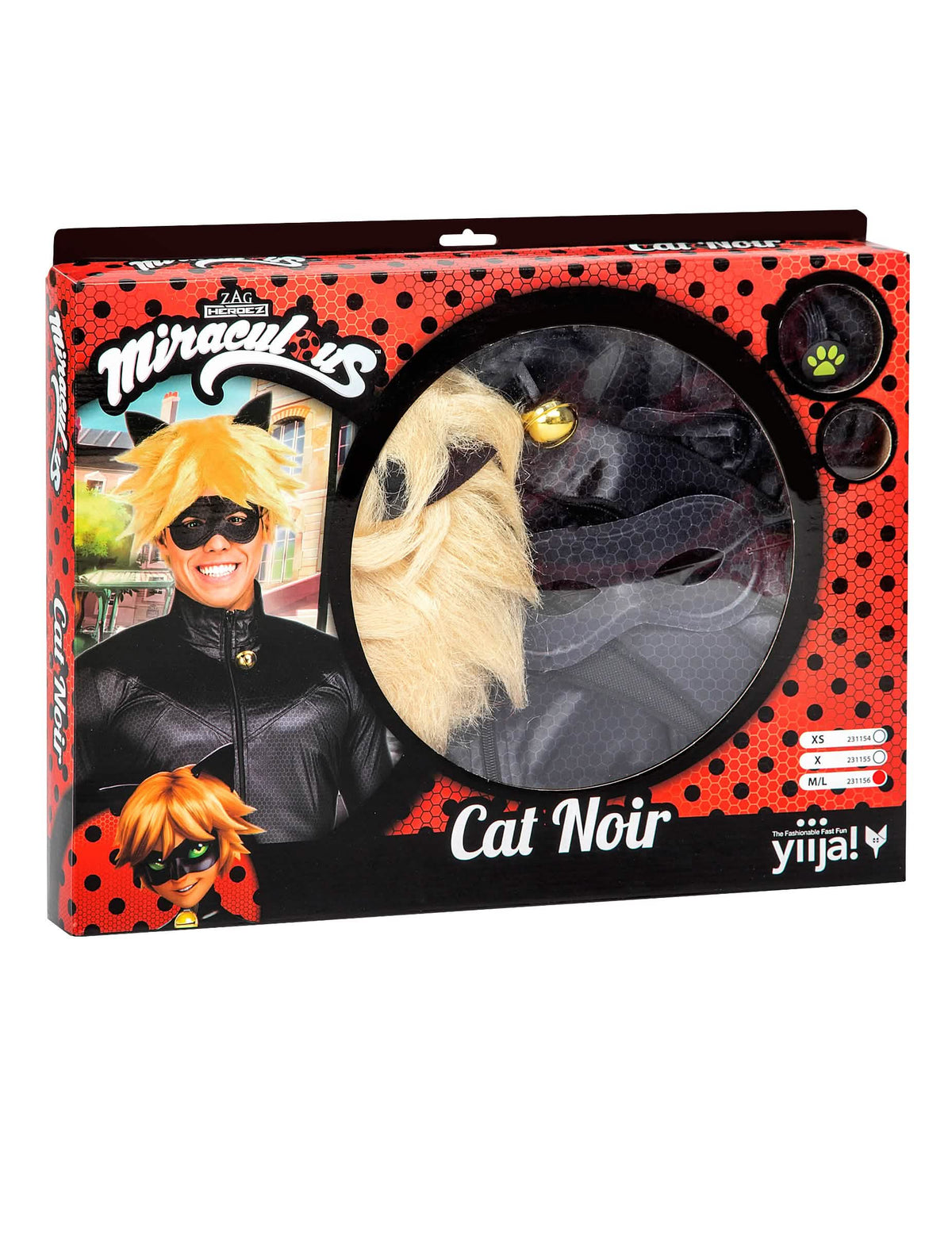 Balení krabice kostýmu Černá kočky Miraculous pro dospělý