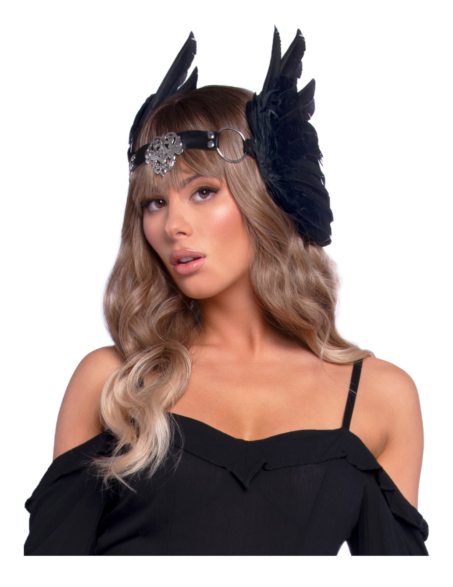 Luxusní čelenka s černými andělskými křídly pro dospělé