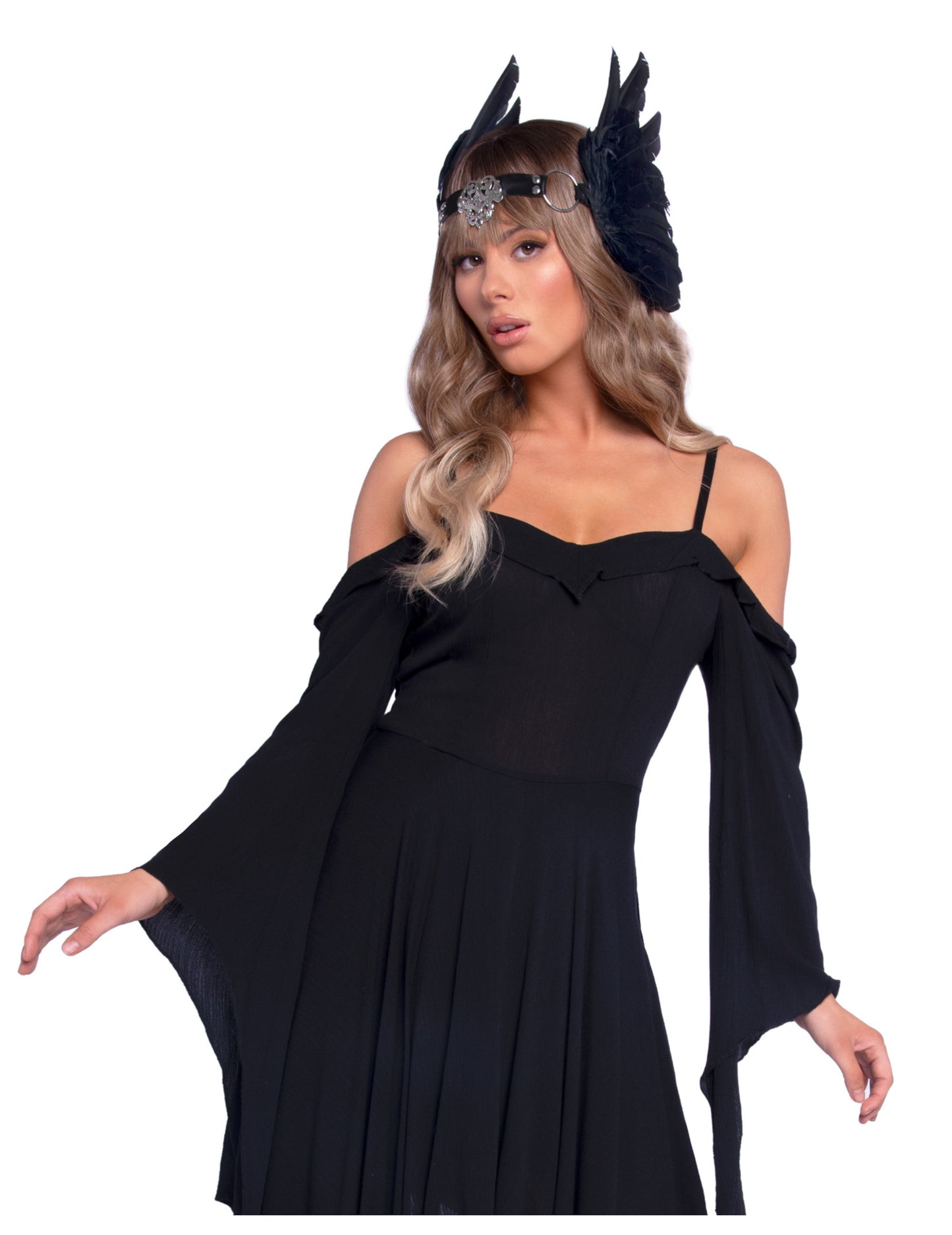 Luxusní čelenka s černými andělskými křídly pro dospělé