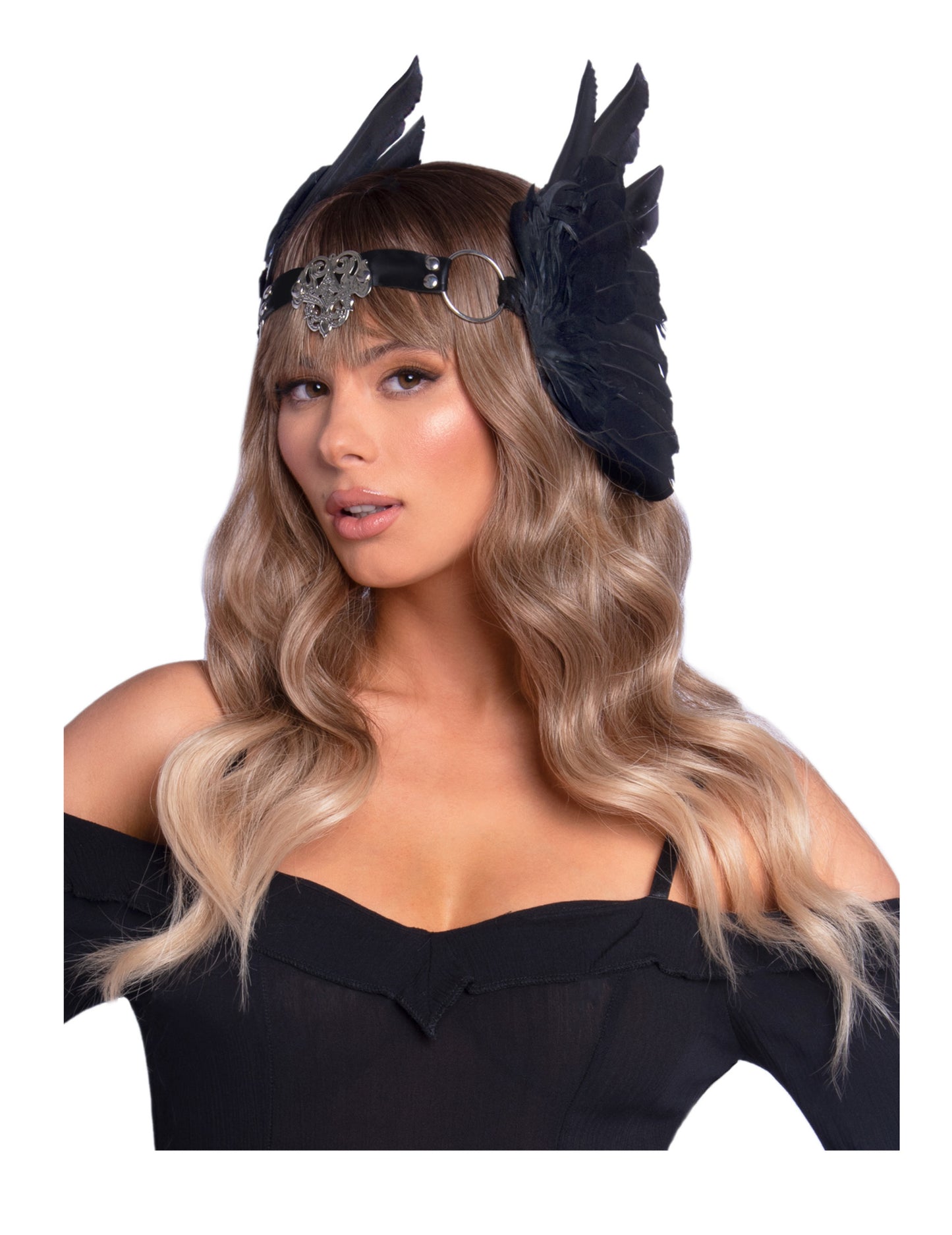 Luxusní čelenka s černými andělskými křídly pro dospělé