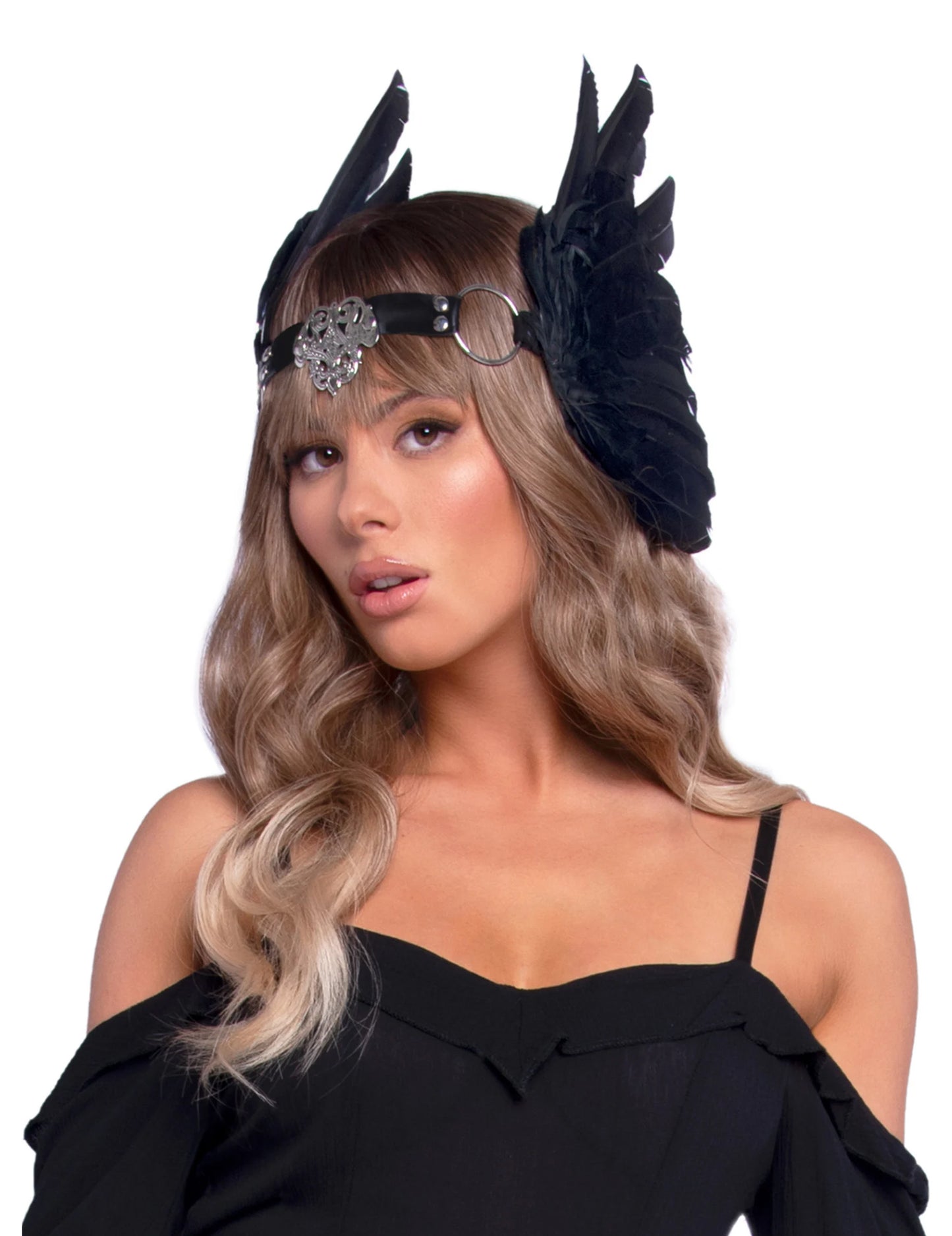 Luxusní čelenka s černými andělskými křídly pro dospělé