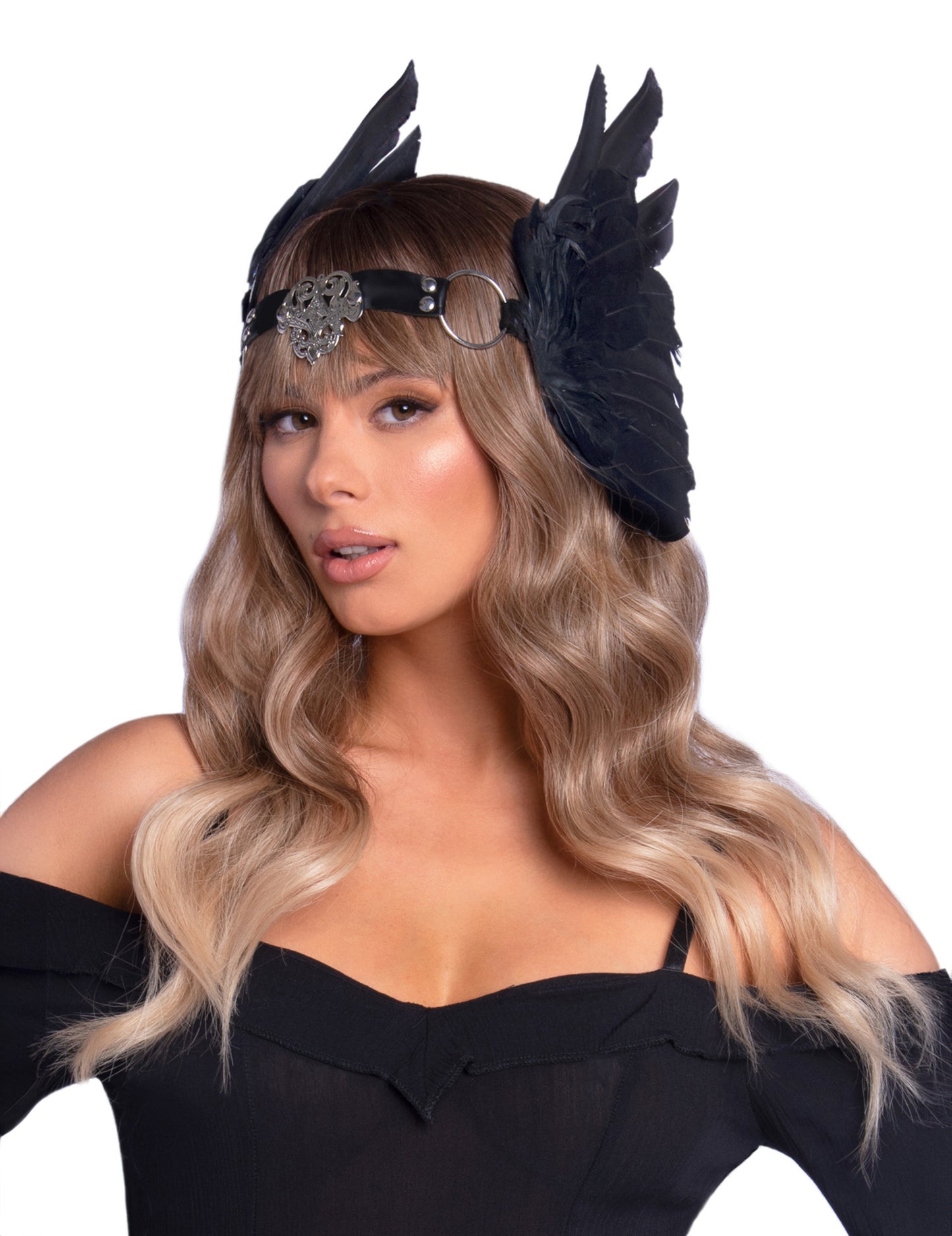 Luxusní čelenka s černými andělskými křídly pro dospělé
