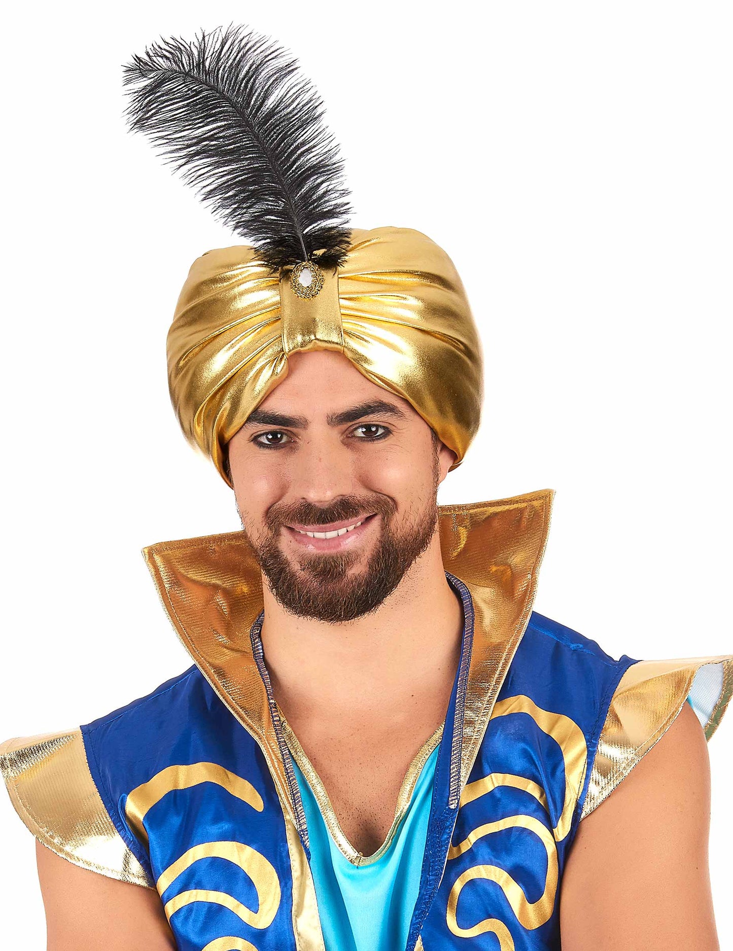 Zlatá sultánská čelenka s peřím pro dospělé