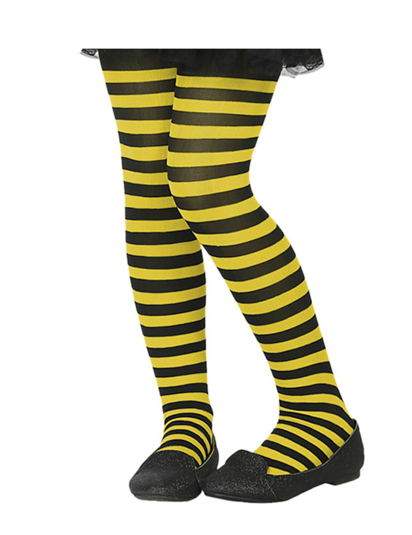 Dětské žlutočerné pruhované punčocháče