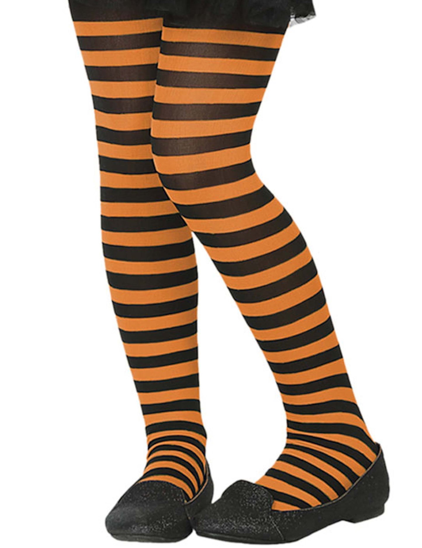 Dětské oranžovo-černé pruhované punčocháče