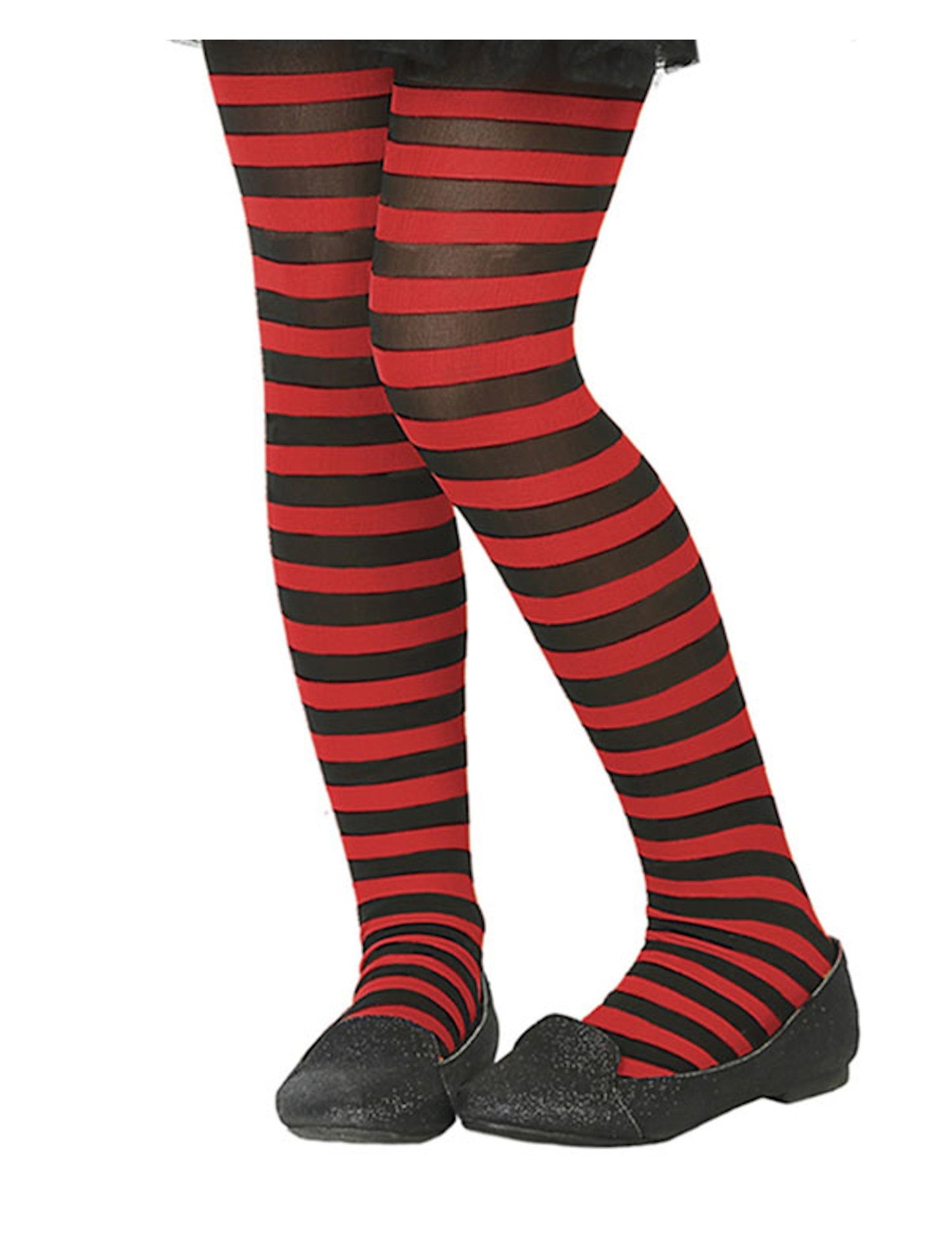 Dětské červeno-černé pruhované punčocháče