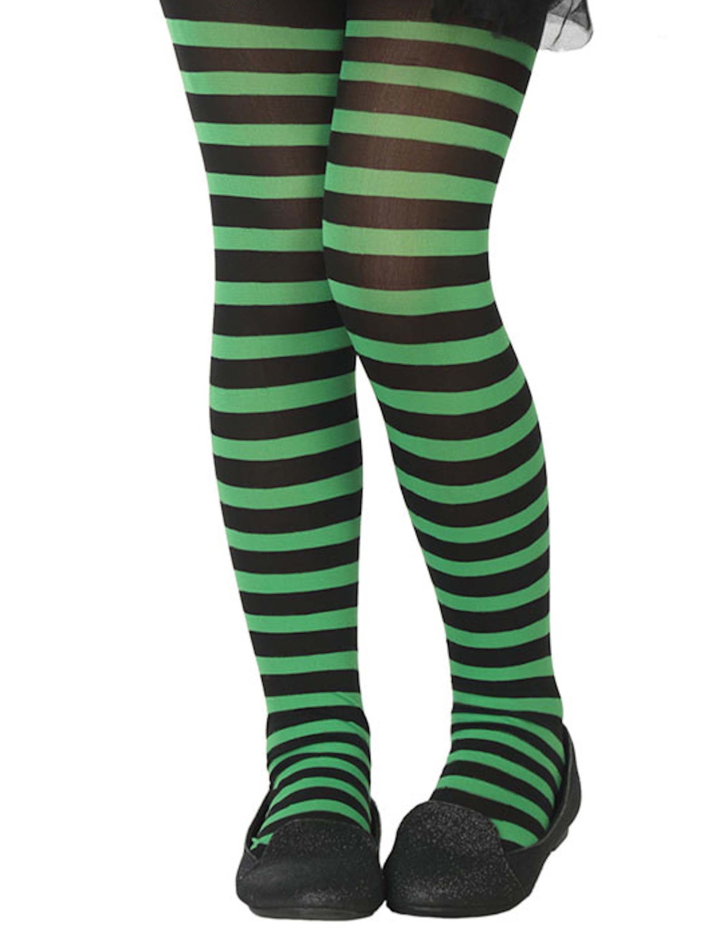 Dětské zeleno-černé pruhované punčocháče