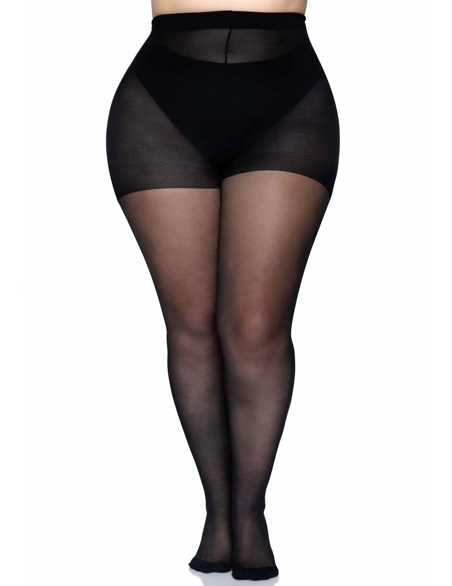 Dámské punčocháče se švy v černé barvě pro větší velikosti