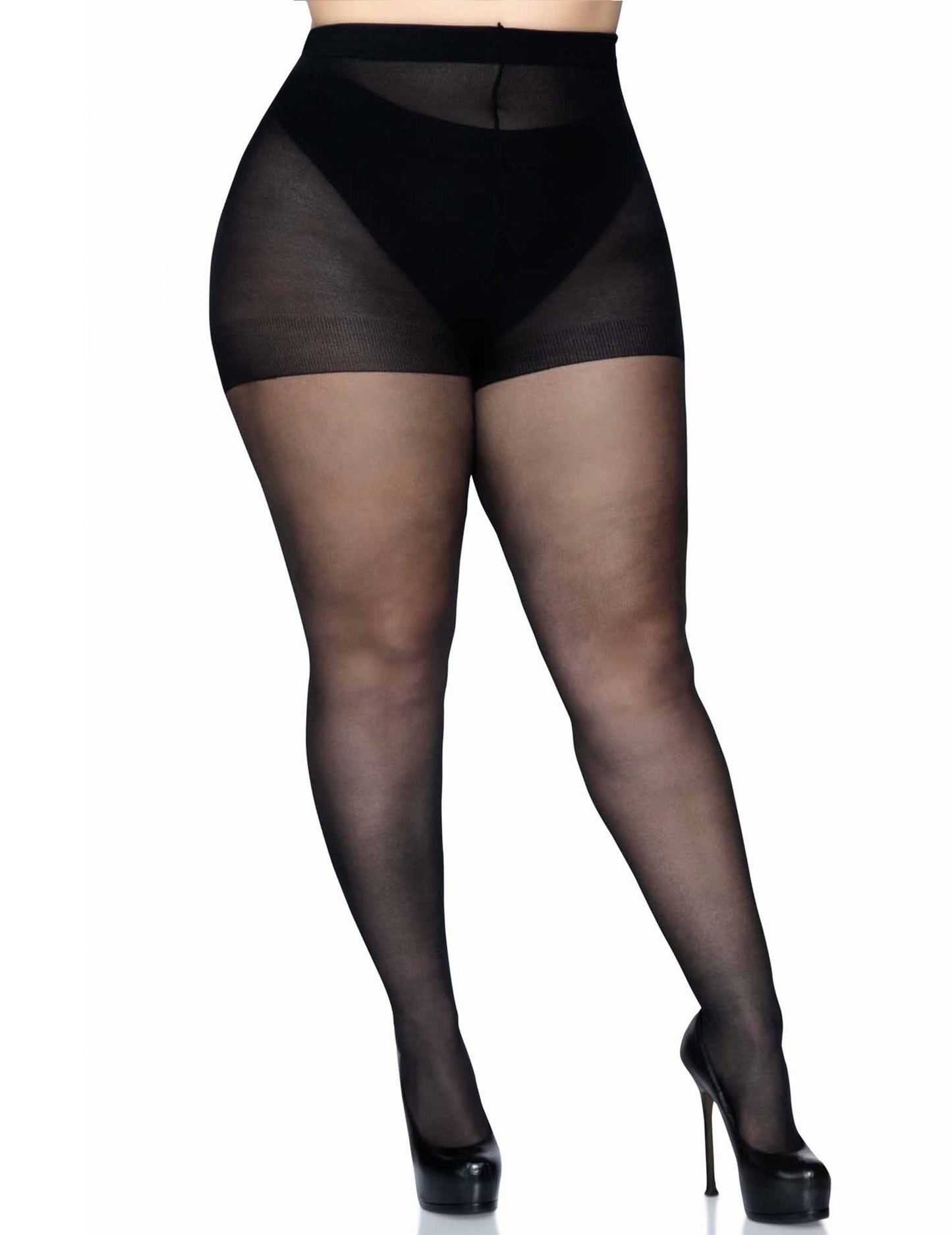 Dámské punčocháče se švy v černé barvě pro větší velikosti