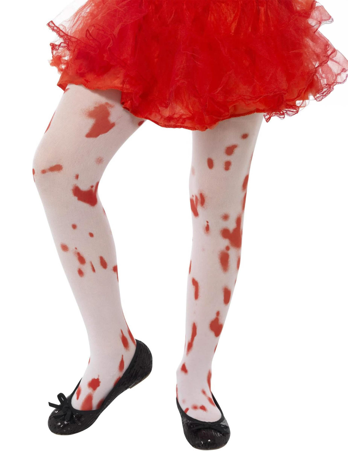 Detail na krvavých skvrnách na zakrvácených punčocháčích halloween pro dítě