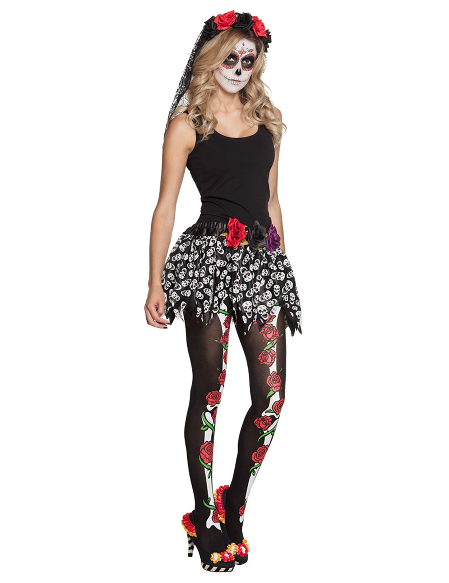 Černé punčocháče sexy žena dia de los muertos