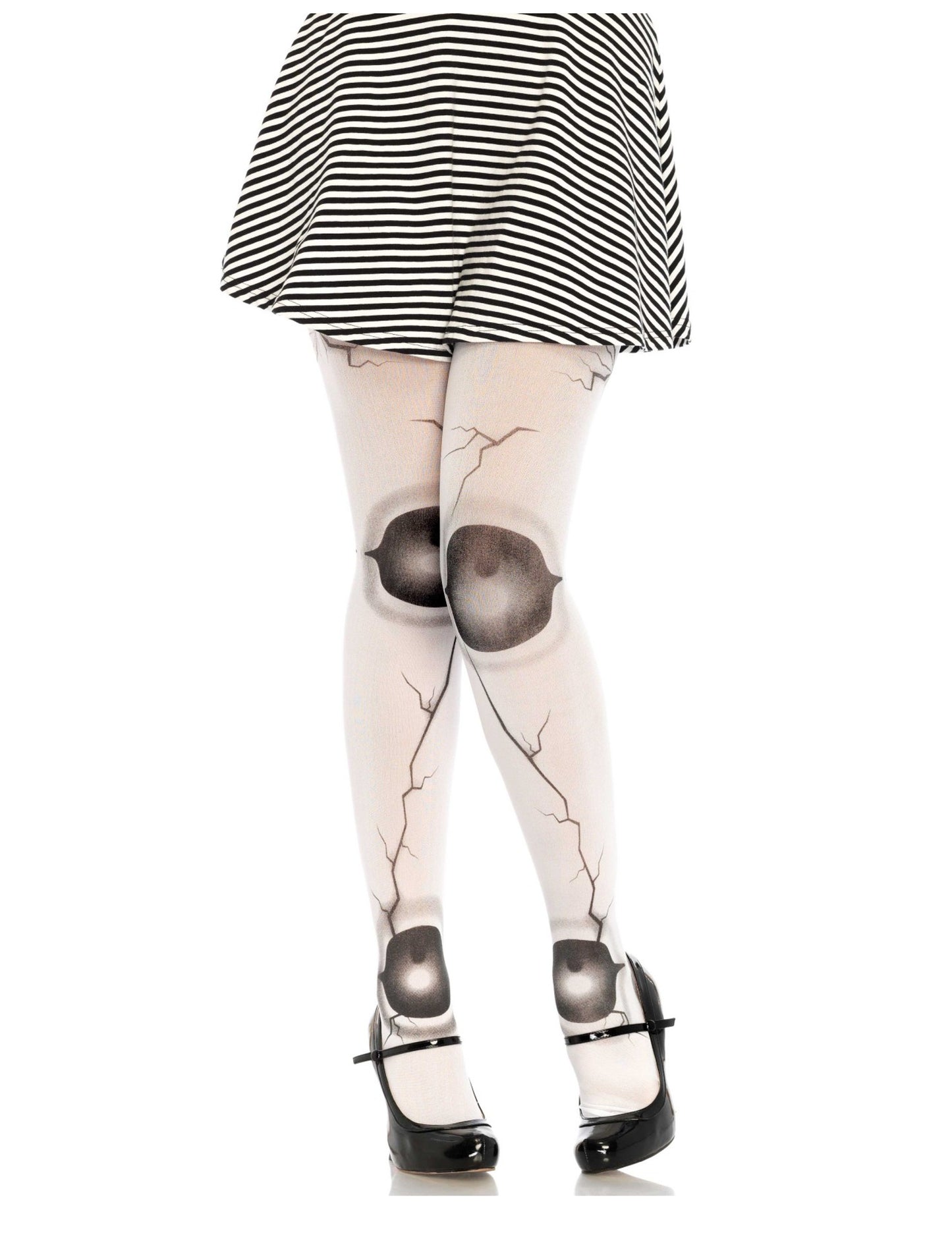 Bílé popraskané artikulované punčocháče pro panenky pro ženy