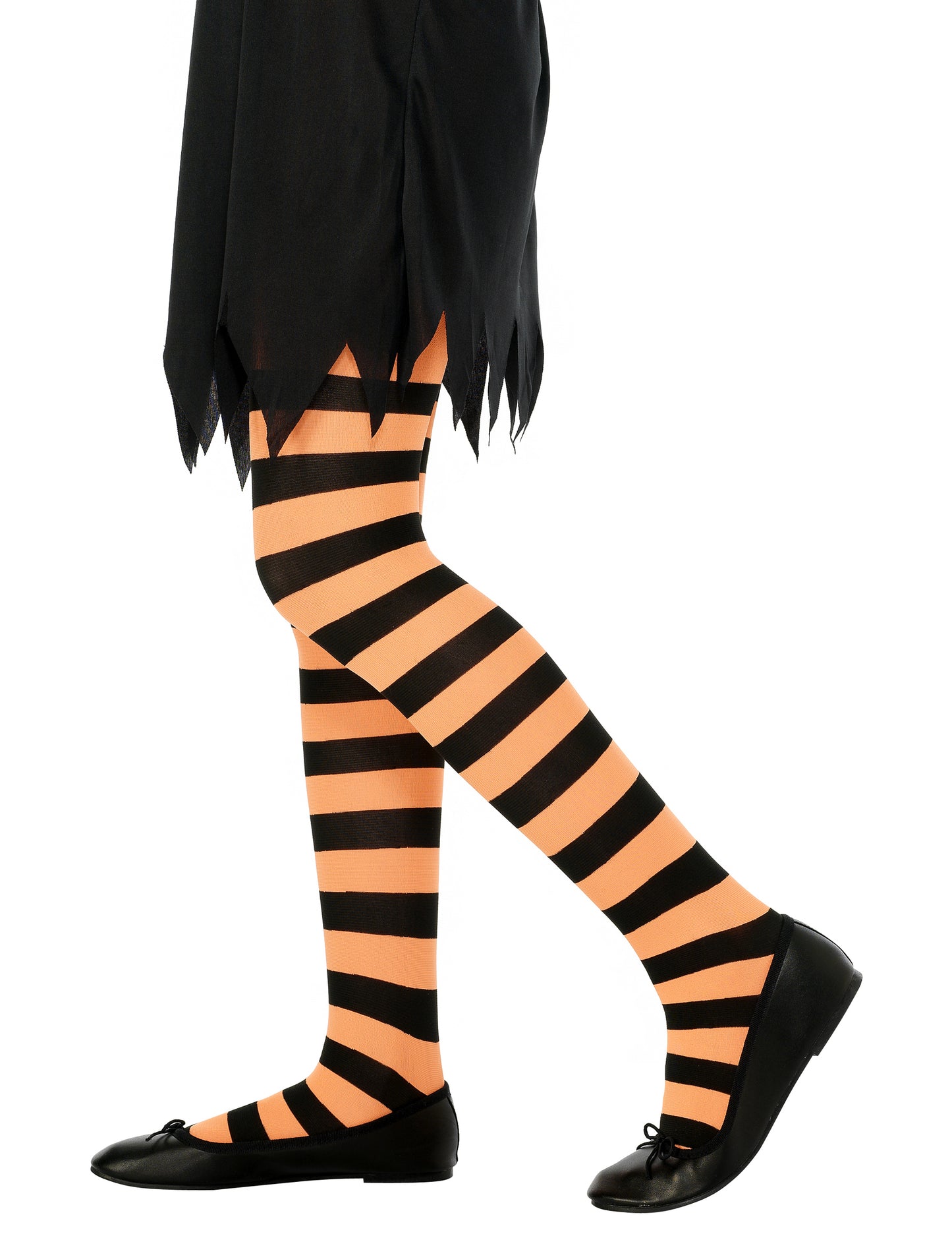 Pruhované punčocháče pro děti v oranžové a černé barvě
