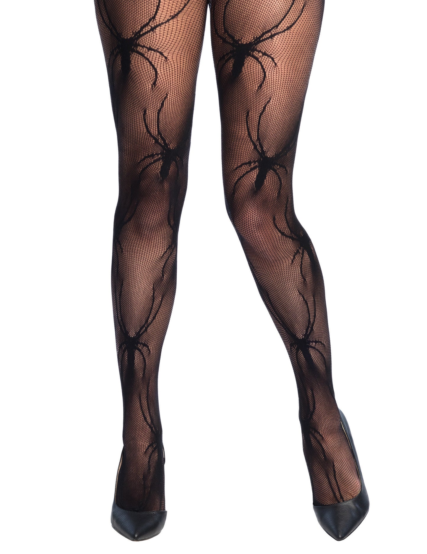 Dámské černé síťované punčocháče s pavoučím vzorem