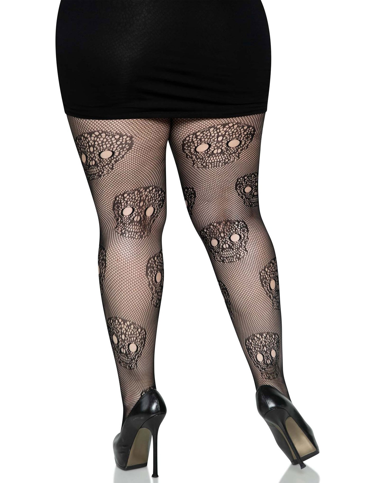 Dámské síťované punčocháče velké velikosti Dia de los Muertos