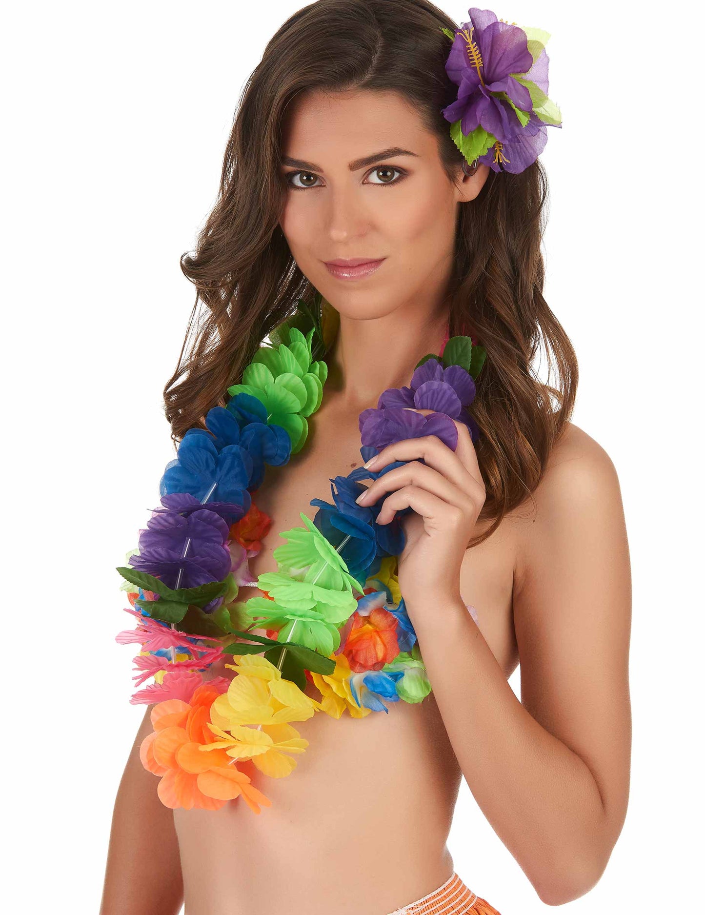 Havajský náhrdelník s velkými vícebarevnými květy