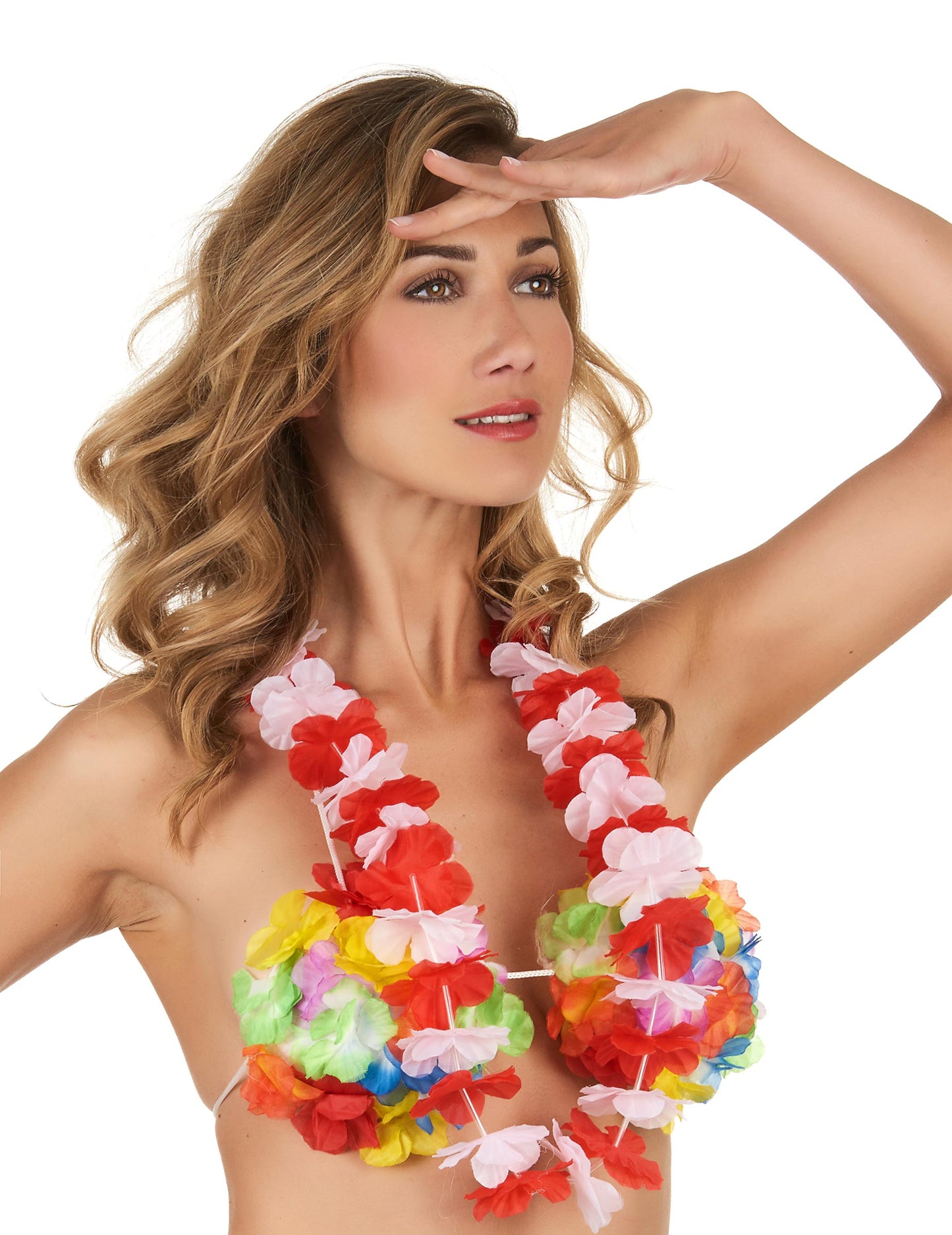 Havajský červenobílý náhrdelník s motivem podpůrce pro dospělé