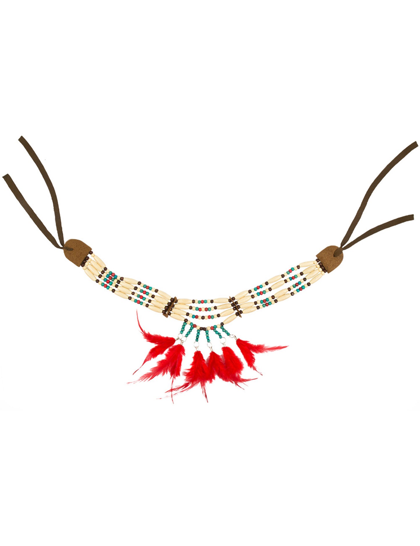 Indický náhrdelník s červeným peřím pro ženy