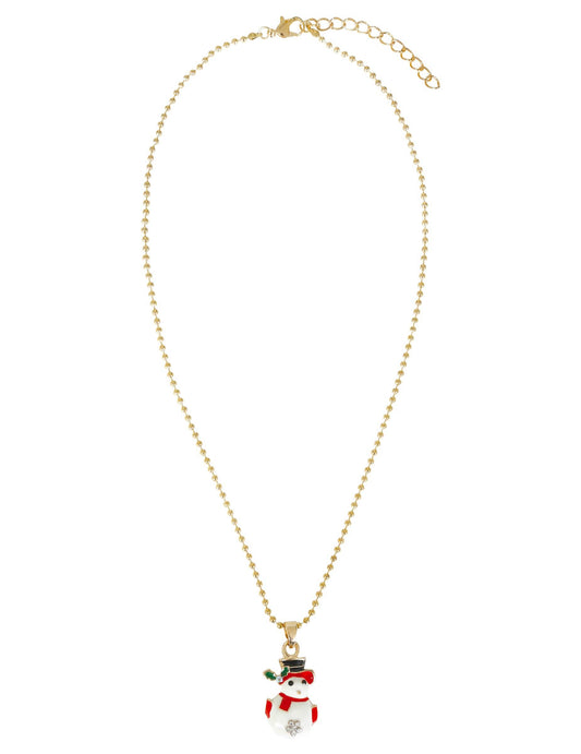 Vue d'ensemble du collier métallique bonhomme de neige de Noël