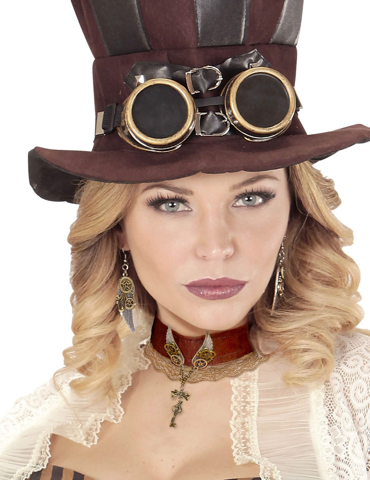 Detail na náhrdelník těsně kolem krku steampunk pro dospělý