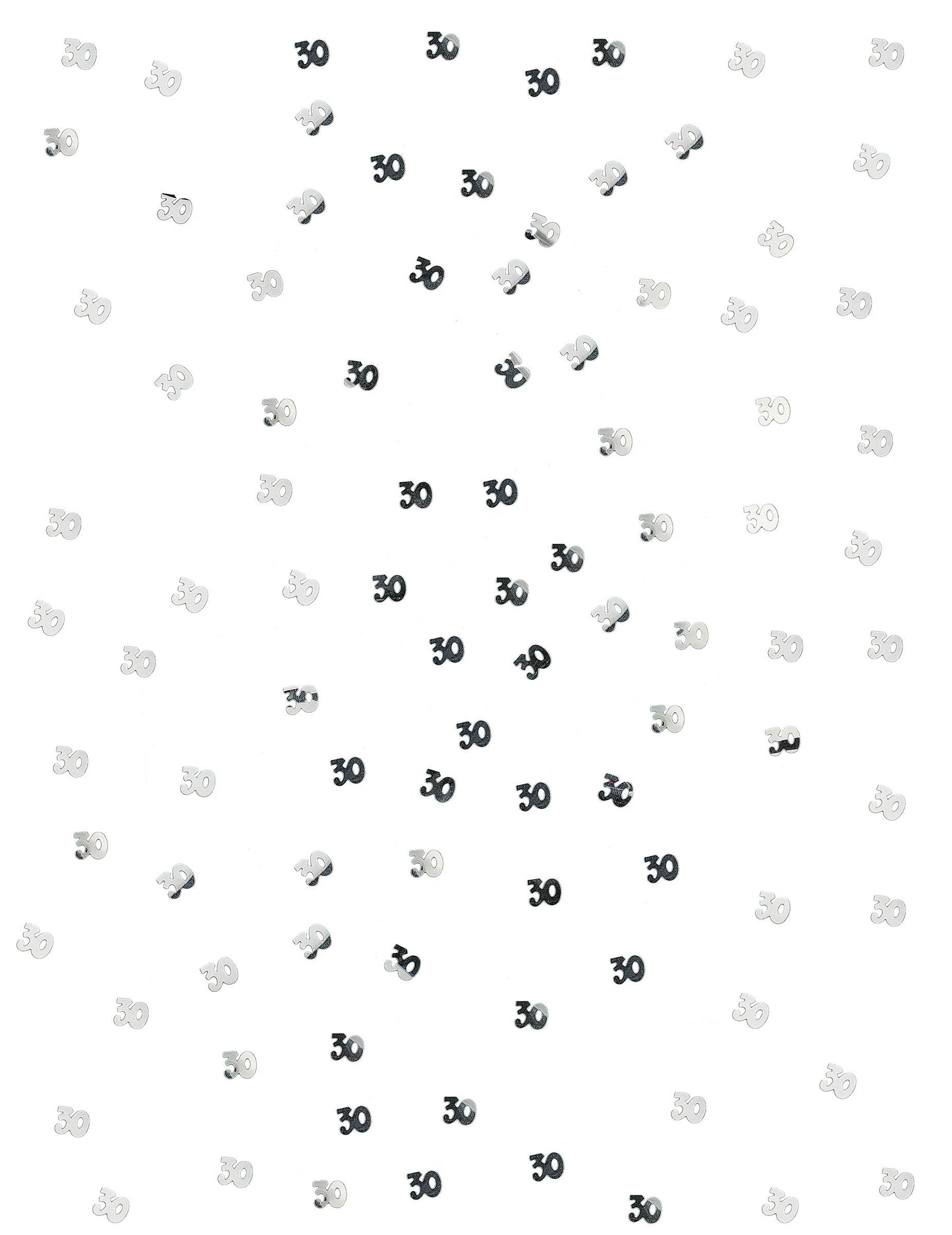 Vue dispersée des confettis de table en bois 30 pour anniversaire