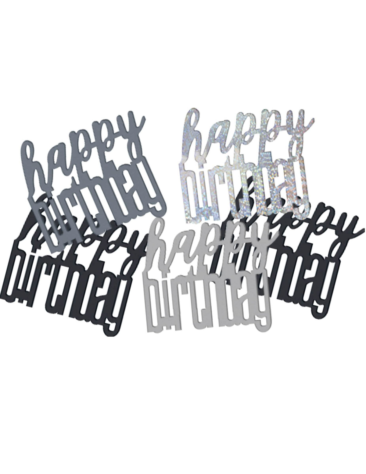 konfety Happy Birthday pro oslavu šedá a černá