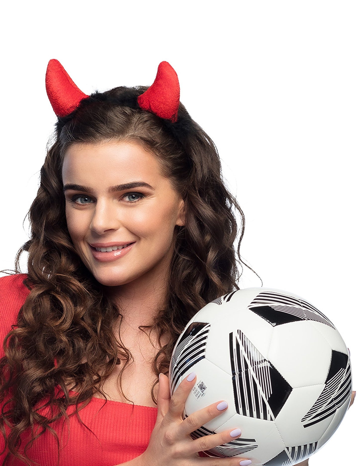 Červený ďábelský roh s černou srstí pro dospělé Halloween