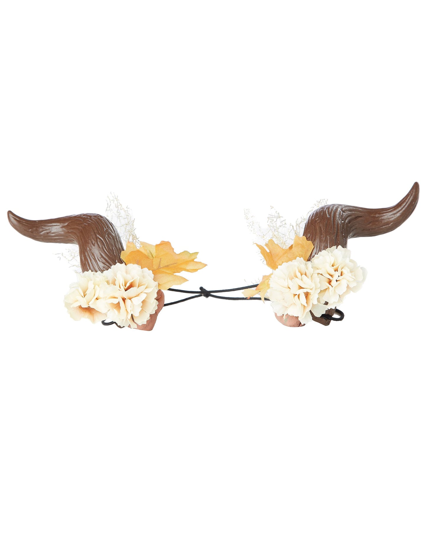 Hnědé okouzlené rohy obklopené oranžovými květy