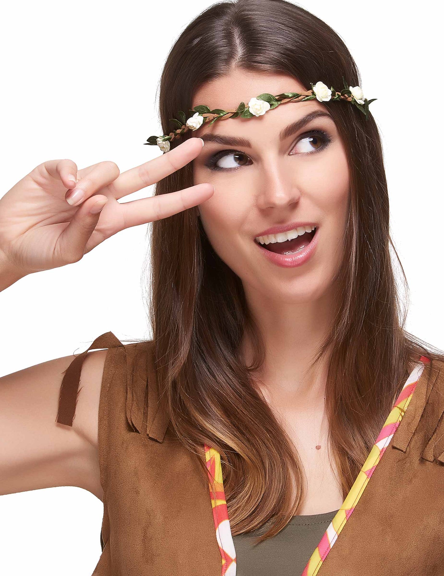 Dospělá elastická bílá květinová koruna