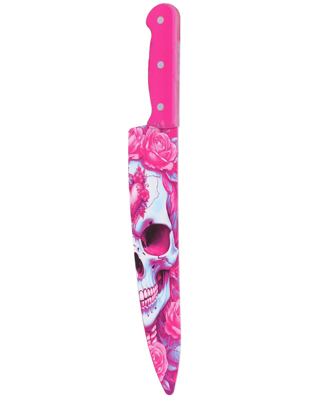 Růžový nůž s lebkou 35 cm