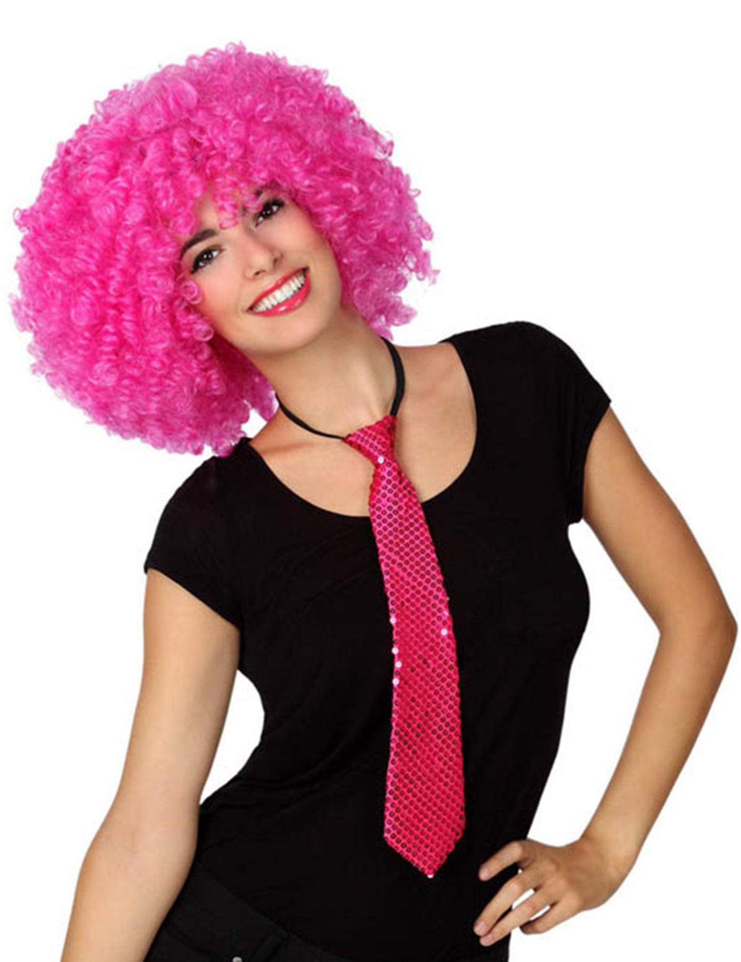 Fuchsiová flitrovaná kravata pro dospělé