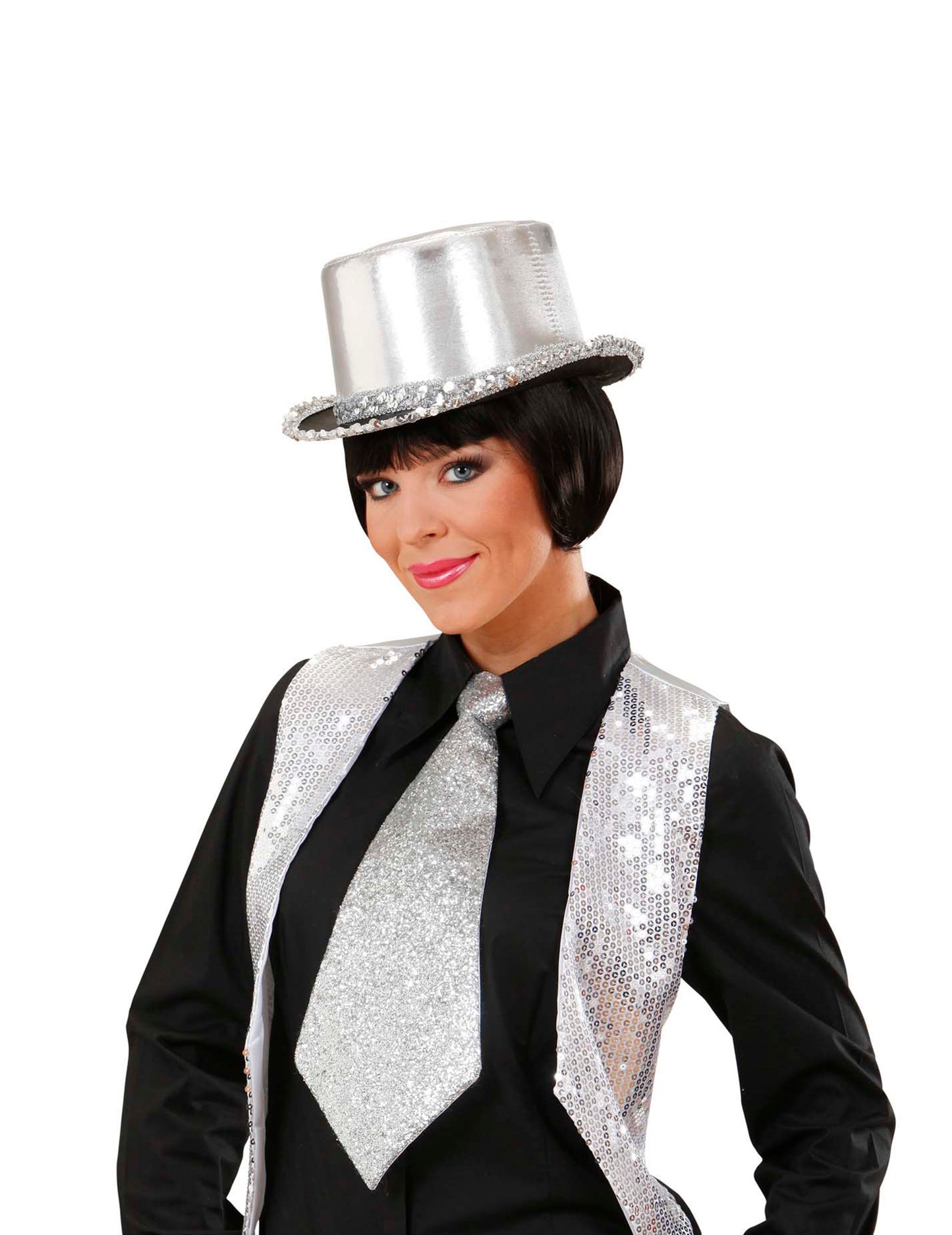 Stříbrná flitrovaná kravata pro dospělé