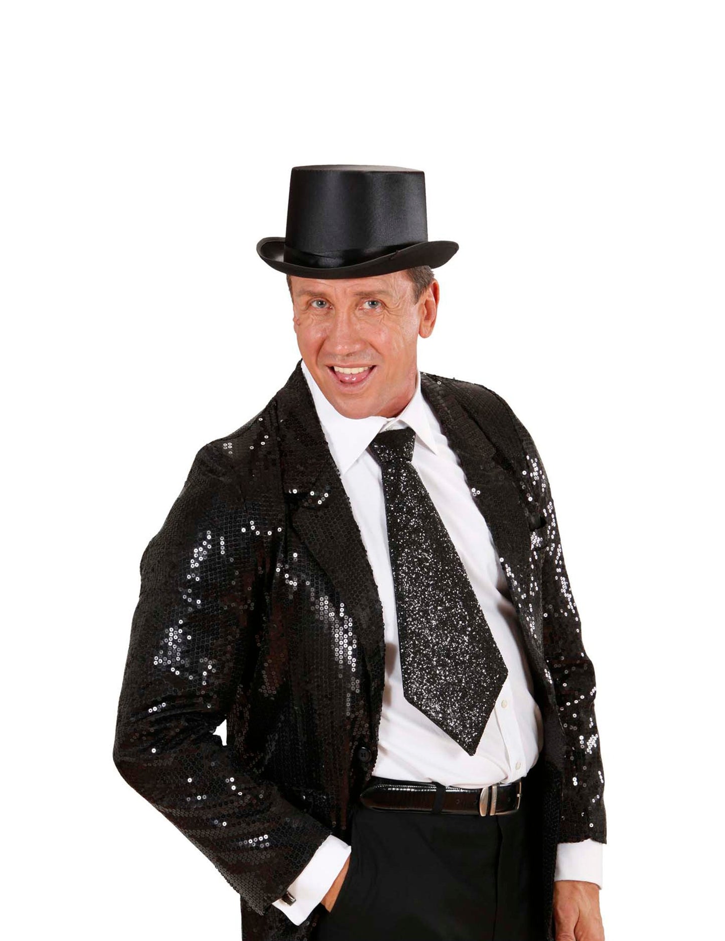 Černá flitrovaná kravata pro dospělé