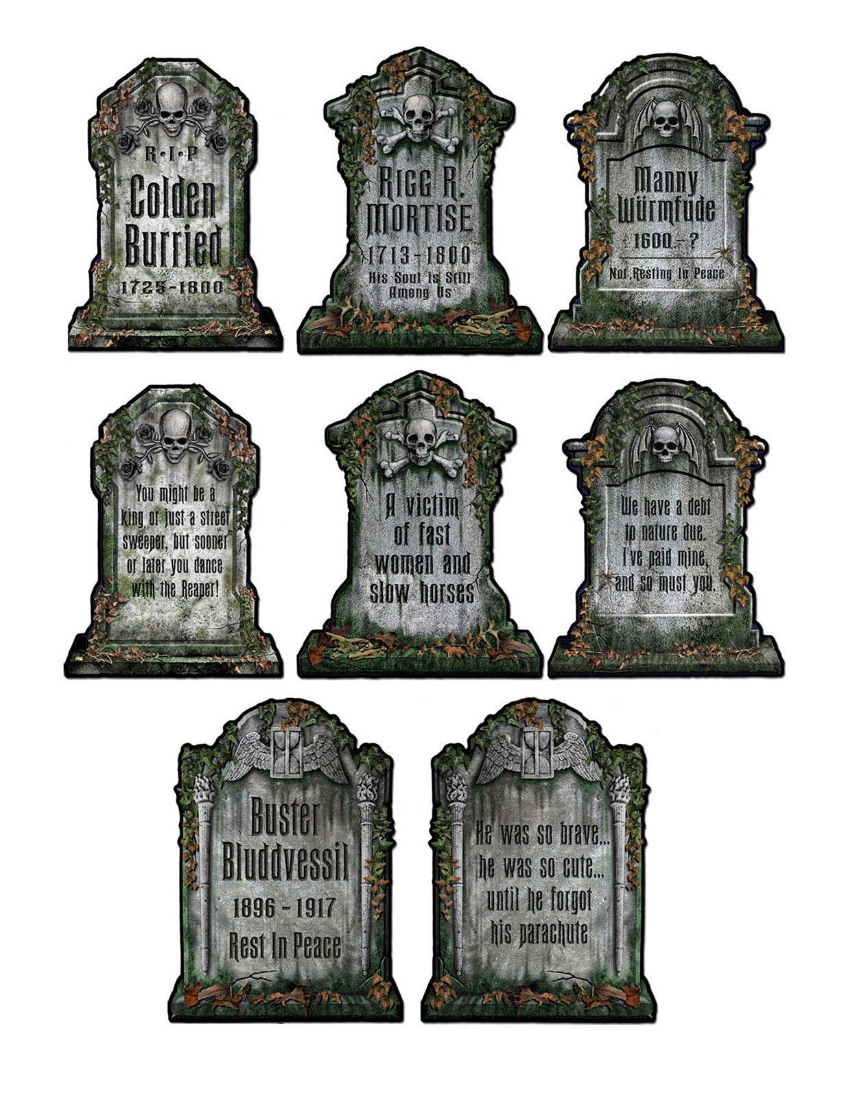 4 dekorace Tombstone v kartonu 30 x 41 cm