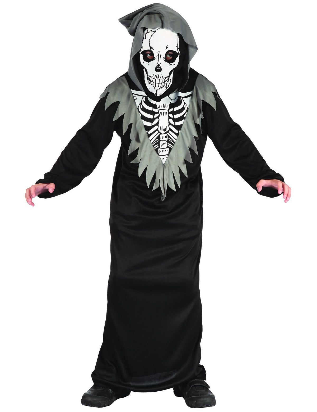 Kostým kostry smrtky pro chlapec černá a šedá s maskou lebky