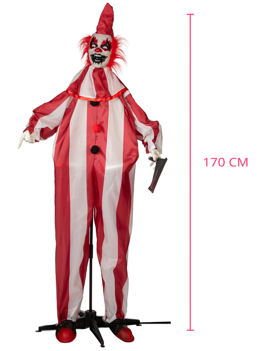 Animovaná dekorace zlého klauna s pohyby 170 cm