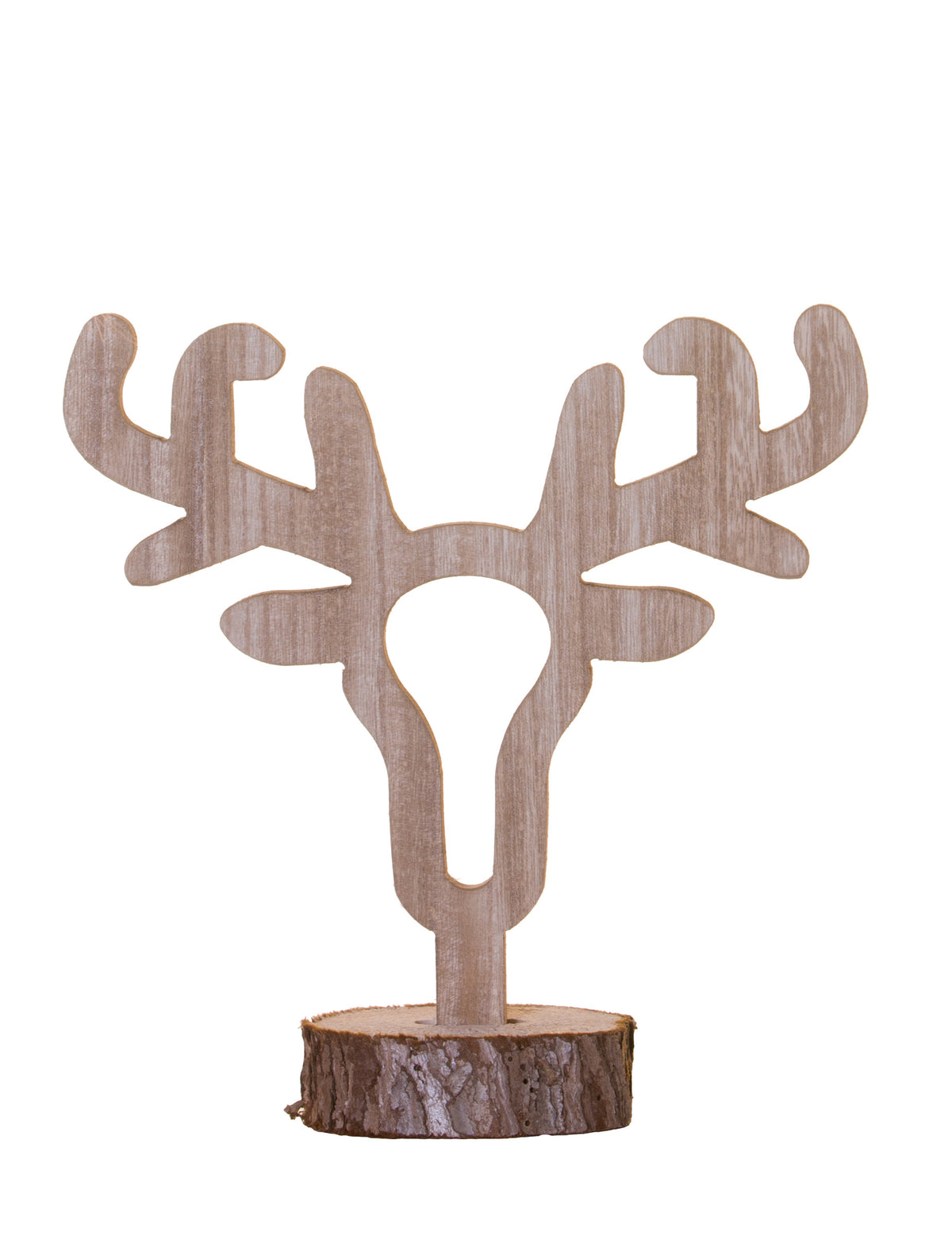 Décoration tête de cerf en bois sur rondin