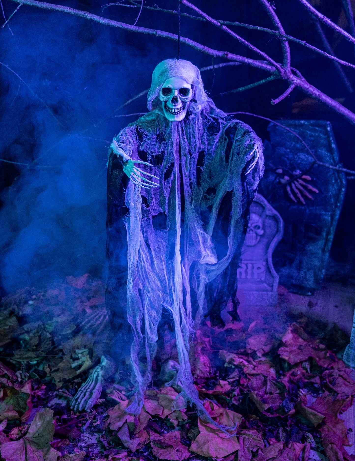 Závěsná dekorace kostlivce žně 1m