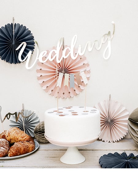 Stříbrný svatební girlanda 45 x 12 cm z kartonu