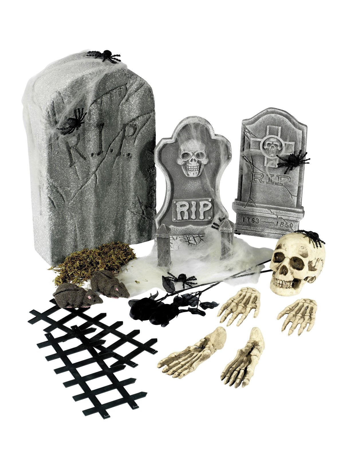 Dekorace 21 pokojů kostra a Halloween Tombstone